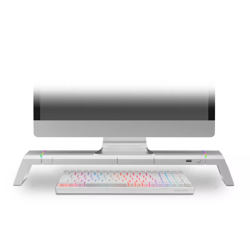 Mars Gaming MGS-ONE Wit Chroma RGB Monitorstandaard Verstelbaar formaat Smartphone- en tablethouder Front-USB 2.0