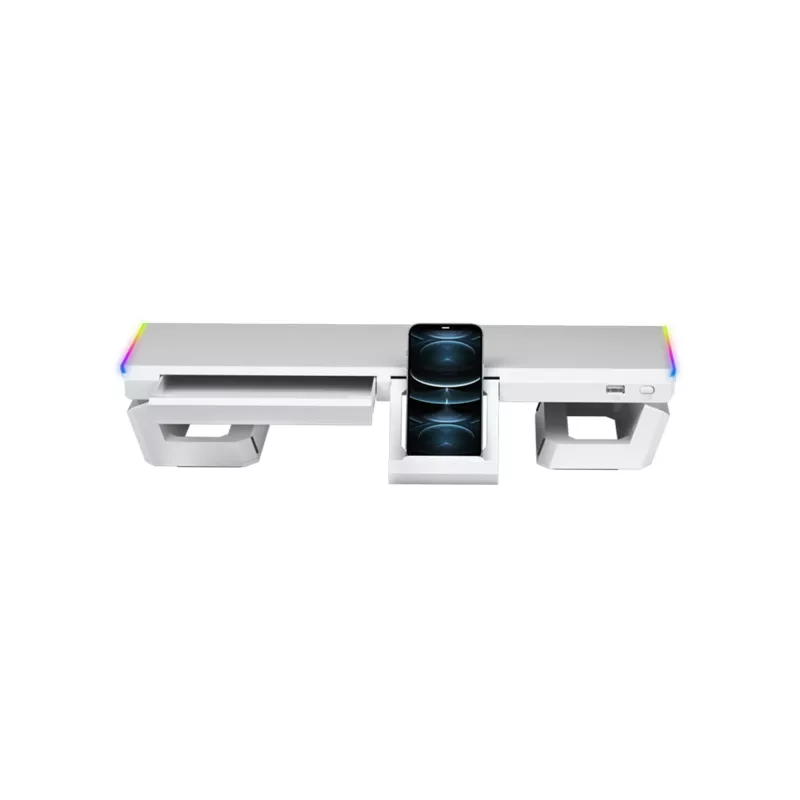 Mars Gaming MGS-ONE Wit Chroma RGB Monitorstandaard Verstelbaar formaat Smartphone- en tablethouder Front-USB 2.0