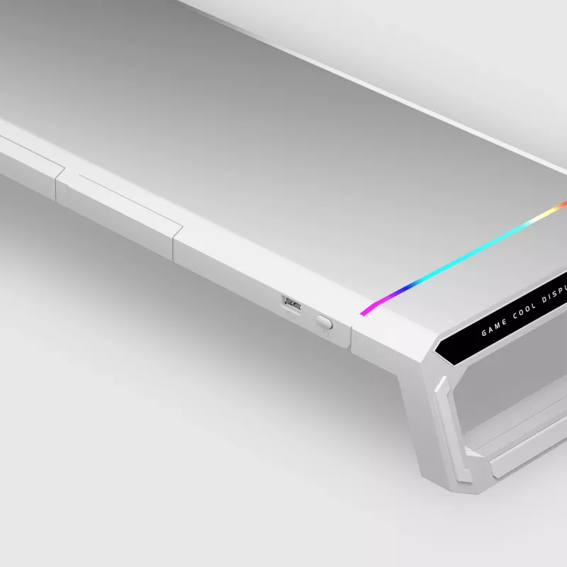 Mars Gaming MGS-ONE Wit Chroma RGB Monitorstandaard Verstelbaar formaat Smartphone- en tablethouder Front-USB 2.0