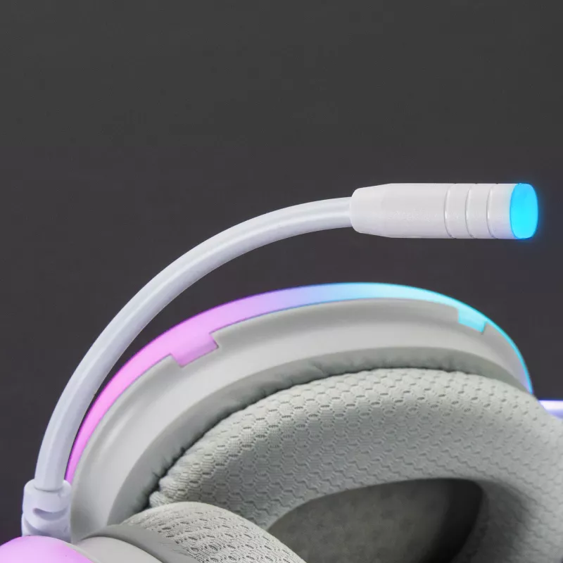 Mars Gaming MH-GLOW Wit 360° Full Chroma RGB Flow Headset Ruisonderdrukkende microfoon Ultraleicht design Memory-foam oorkussens Universele compatibiliteit