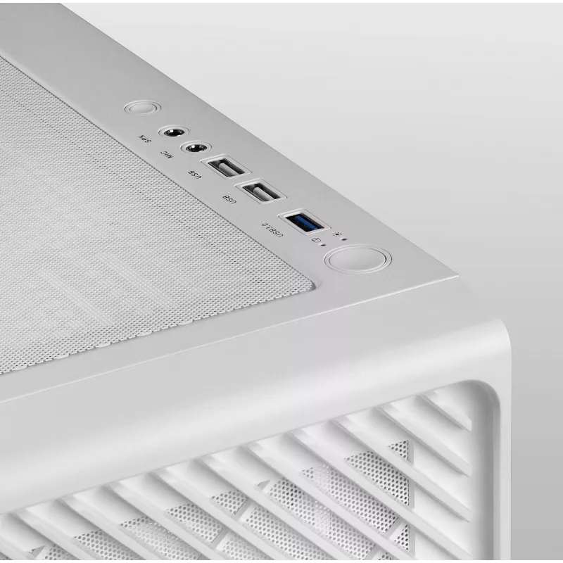 Mars Gaming MC-F Wit, ATX Gaming semitower, Venster van gehard glas, Metalen mesh-front, 4x 120mm ARGB-ventilatoren