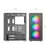 Mars Gaming MC-F Wit, ATX Gaming semitower, Venster van gehard glas, Metalen mesh-front, 4x 120mm ARGB-ventilatoren