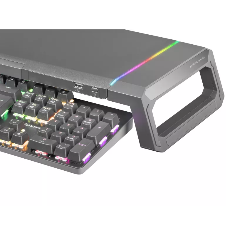 Mars Gaming MGS-ONE Zwart Chroma RGB Monitorstandaard Verstelbaar formaat Smartphone- en tablethouder Front-USB 2.0