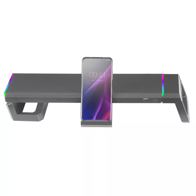 Mars Gaming MGS-ONE Zwart Chroma RGB Monitorstandaard Verstelbaar formaat Smartphone- en tablethouder Front-USB 2.0