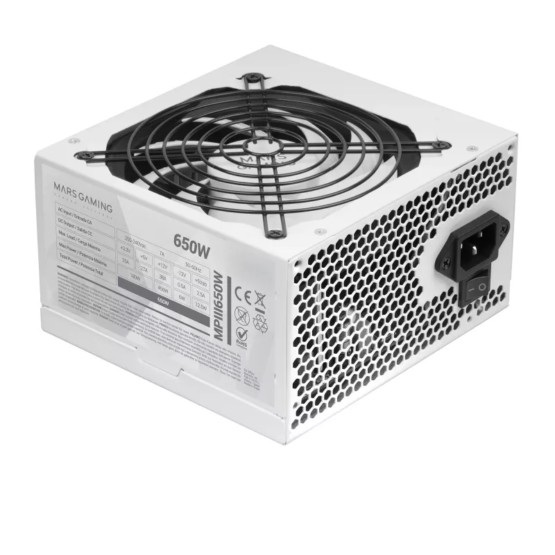 Mars Gaming MPIII650 Voeding 650 W 20+4 pin ATX ATX Wit