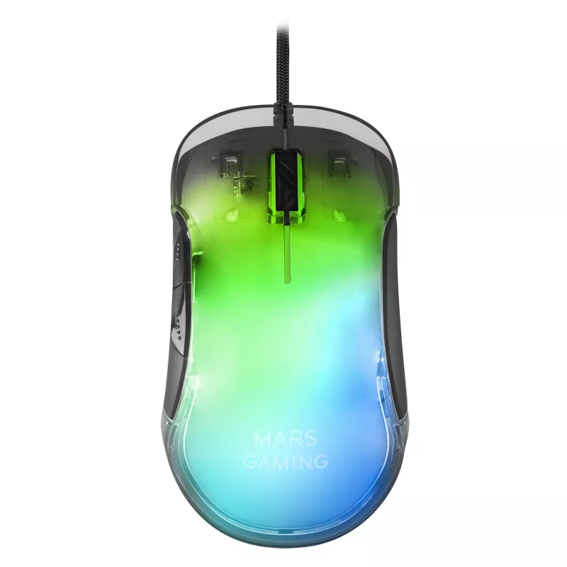 Mars Gaming MMGLOW gaming-muis RGB Chroma-Glow spiegelafwerking 12800 DPI zwart