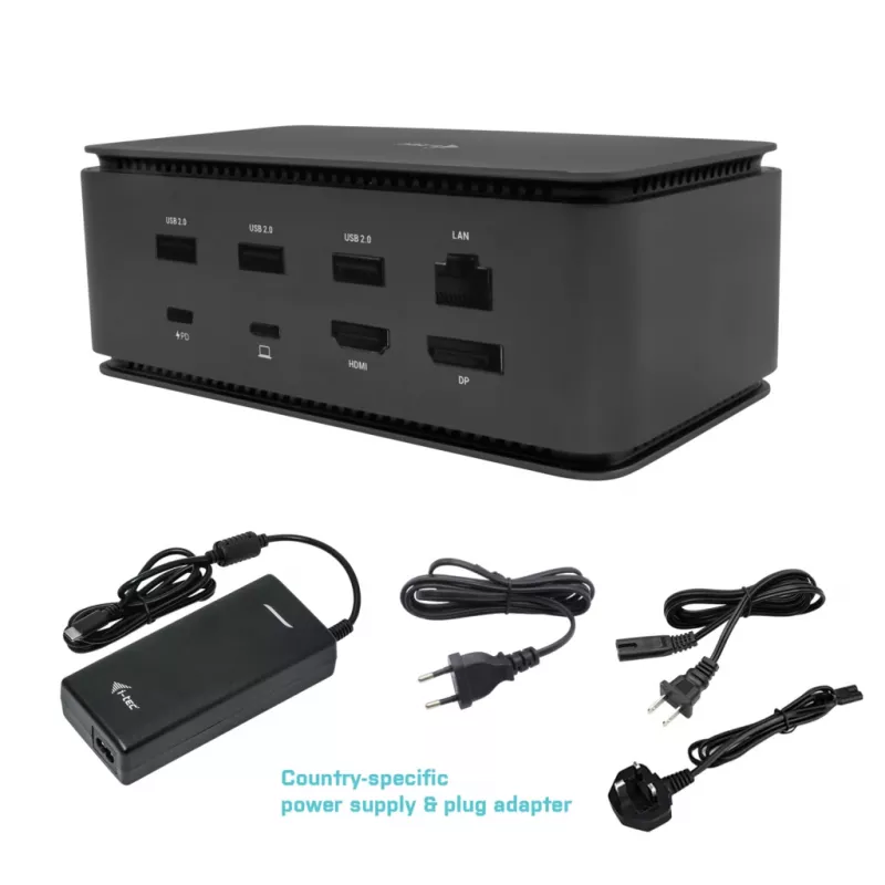 i-tec Metal USB4-dockingstation dual 4K HDMI DP met Power Delivery 80 W + universele oplader 100 W