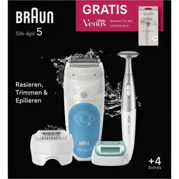 Braun Silk-épil 5 810 + Gillette Venus Trimmer 28 pincetten blauw, wit