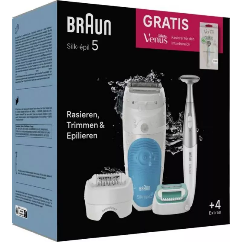Braun Silk-épil 5 810 + Gillette Venus Trimmer 28 pincetten blauw, wit