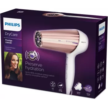 Haardroger Philips MoistureProtect Sensor HP8280/00 — 2300 W, DC-motor, 6 snelheden, ionisch, koudstand, paars/wit