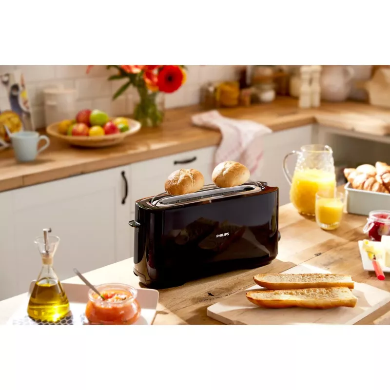 Philips Daily Collection HD2590/90 toaster – lange sleuf, zwart
