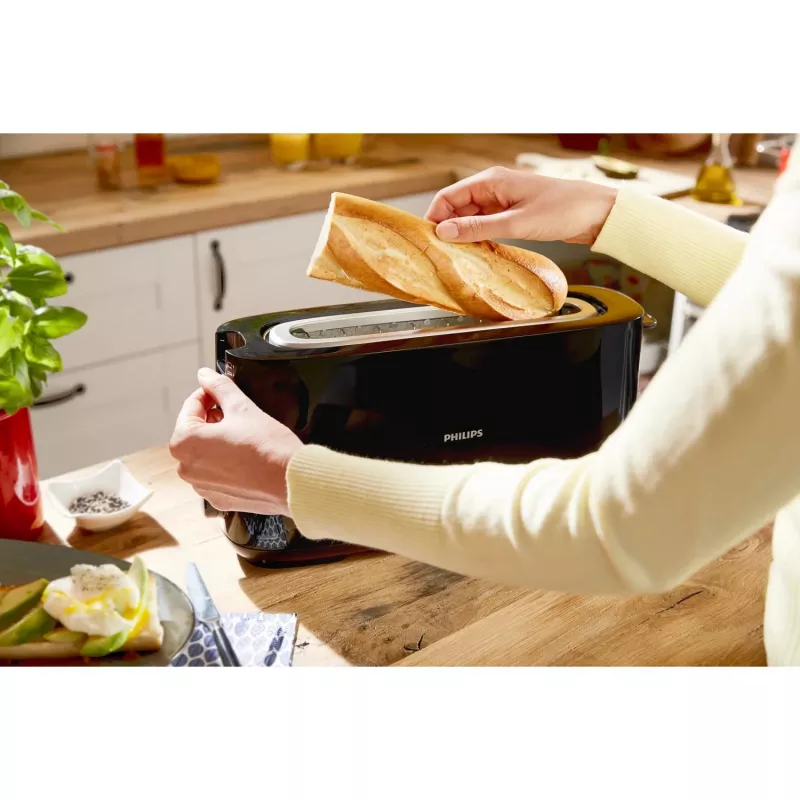 Philips Daily Collection HD2590/90 toaster – lange sleuf, zwart