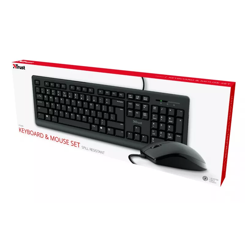 Trust Primo toetsenbord muis inbegrepen universeel USB AZERTY Belgisch zwart