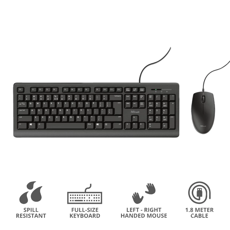 Trust Primo toetsenbord muis inbegrepen universeel USB AZERTY Belgisch zwart