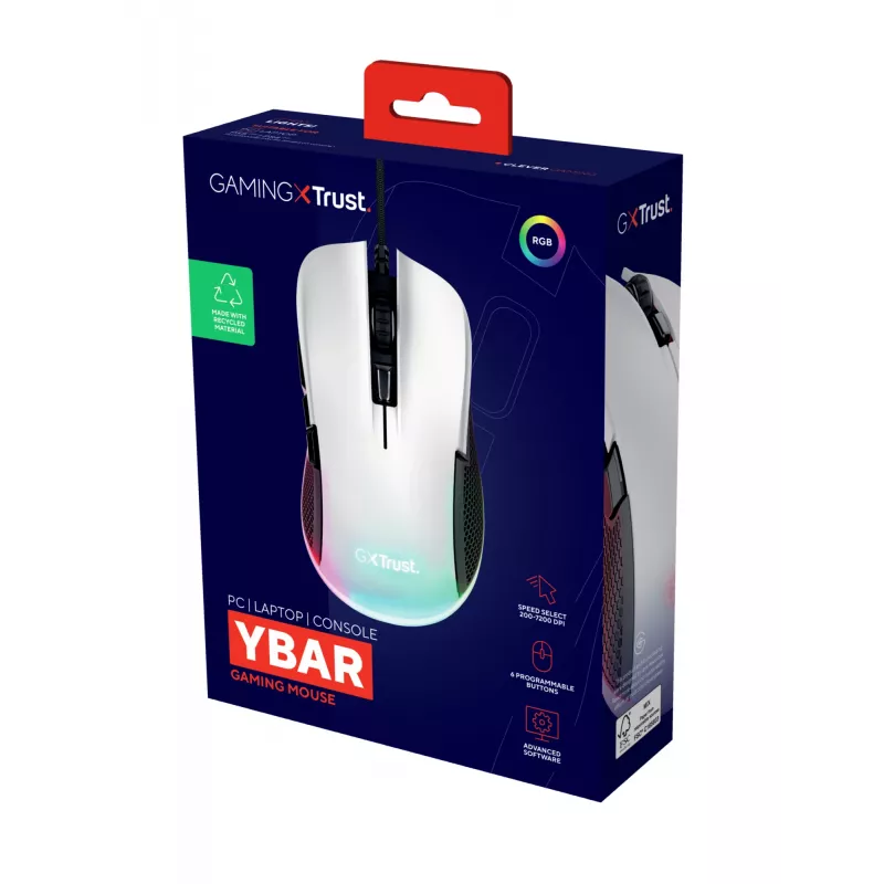 Trust GXT 922 Ybar muis gaming rechtshandig USB Type-A optisch 7200 DPI