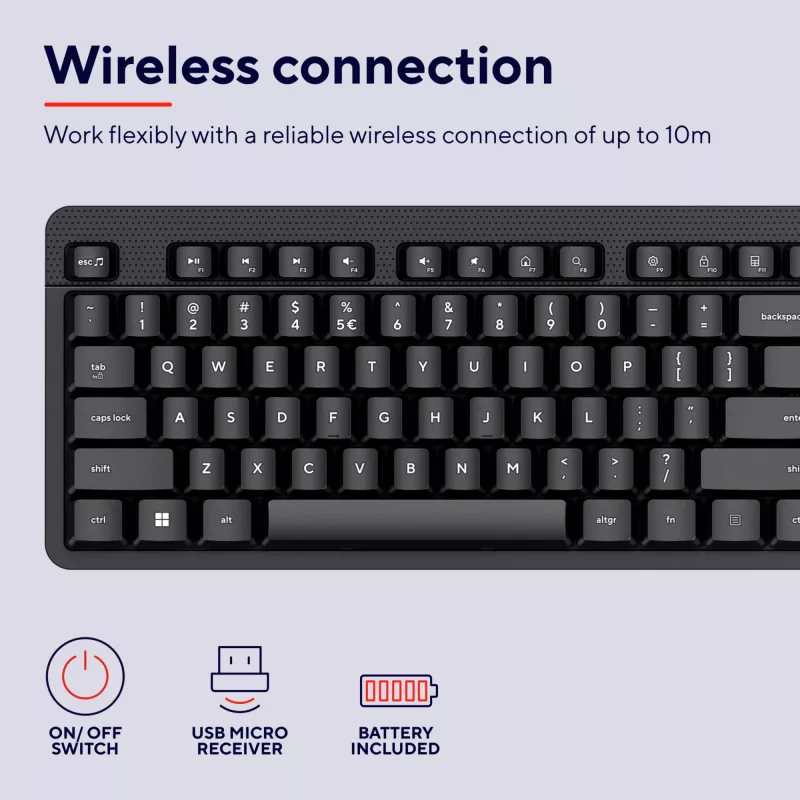 TRUST Ody II full-size draadloos RF QWERTY Nordic zwart