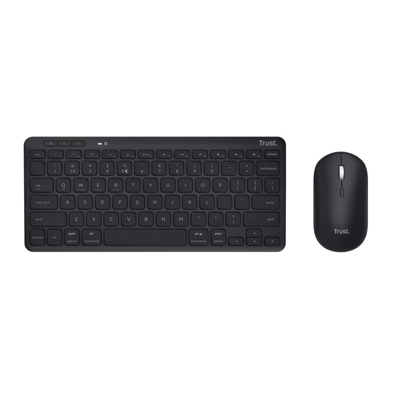 Trust Lyra toetsenbord, muis inbegrepen, kantoor, RF draadloos + Bluetooth, AZERTY, Belgisch, zwart