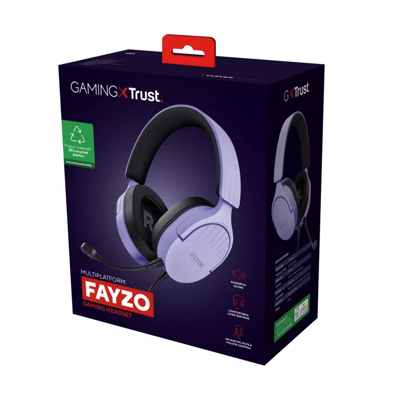 Trust GXT 489P FAYZO headset bedraad hoofdband gaming zwart, paars