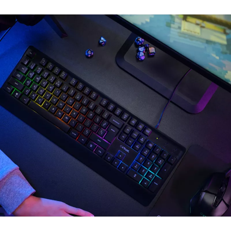 Trust GXT 792 Quadrox toetsenbord muis inbegrepen gaming USB QWERTY Belgisch zwart