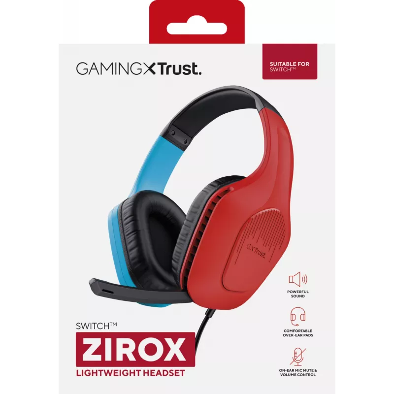 Trust GXT 416S Zirox headset bedraad hoofdband gaming zwart, cyaan, rood