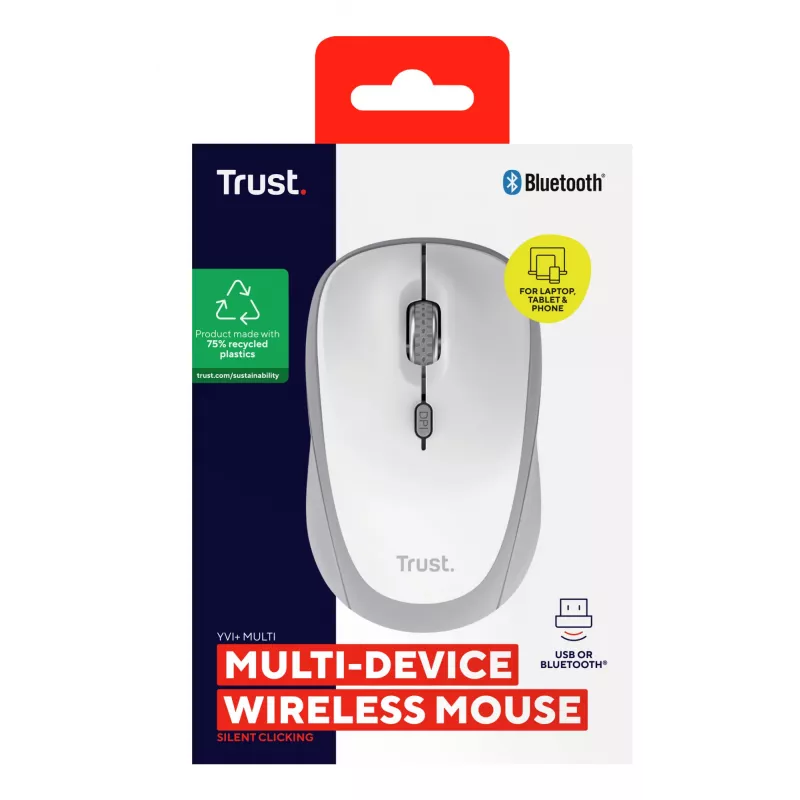 Trust Yvi+ muis universeel dubbelhandig RF draadloos + Bluetooth optisch 1600 DPI