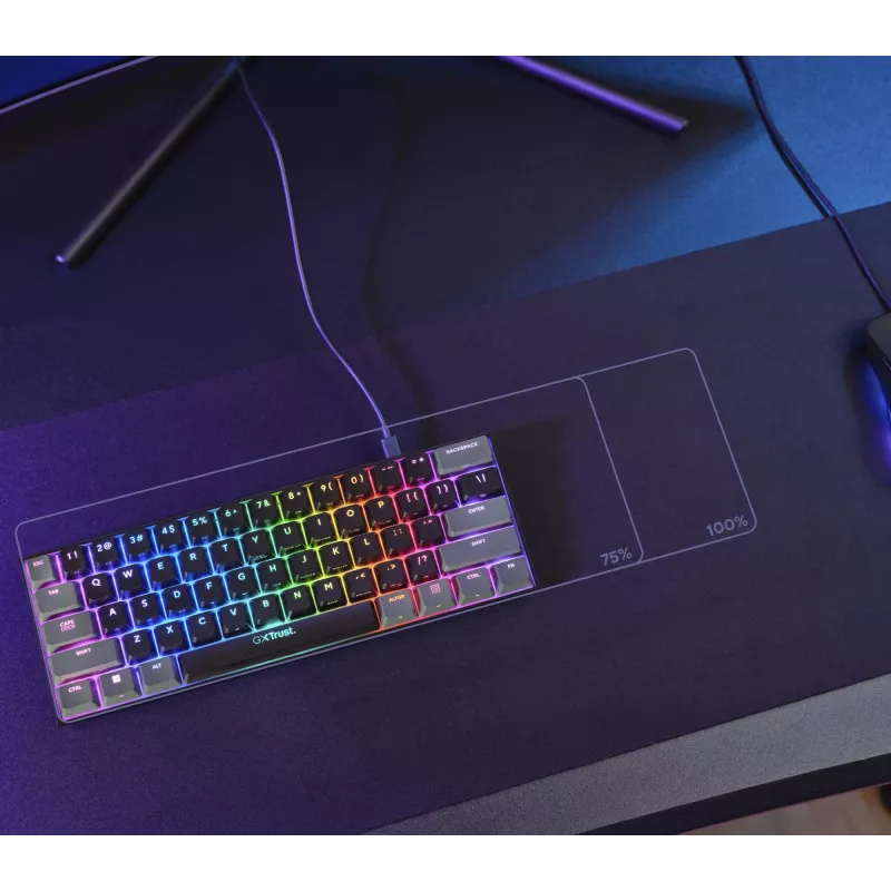 Trust GXT 867 Acira toetsenbord gaming USB AZERTY Belgisch zwart, grijs