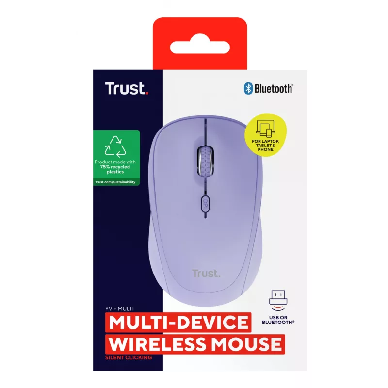Trust Yvi+ muis universeel dubbelhandig RF draadloos + Bluetooth optisch 1600 DPI