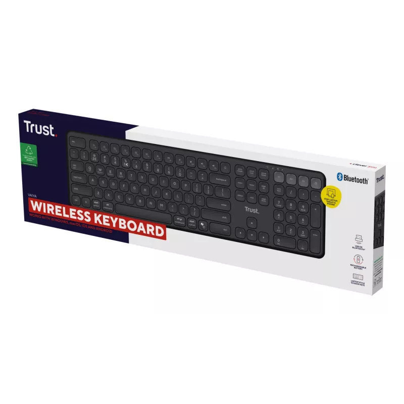 Trust Vaiya toetsenbord universeel USB + RF draadloos + Bluetooth AZERTY Belgisch zwart