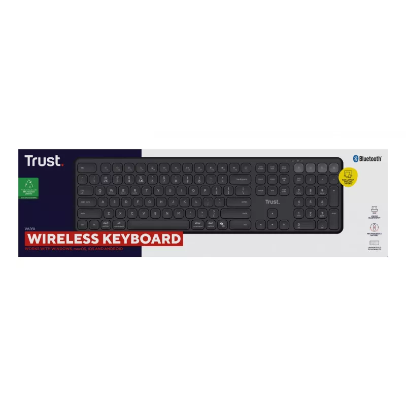 Trust Vaiya toetsenbord universeel USB + RF draadloos + Bluetooth AZERTY Belgisch zwart