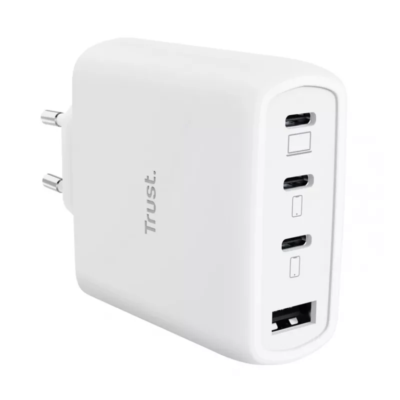 TRUST Maxo 65W indoor AC-snellader, 3x USB-C, max. 20 V, 2 m kabel, wit