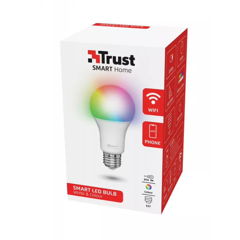 Slimme lamp TRUST 71281 — Wi-Fi, E27-fitting, wit, 60×60×108 mm