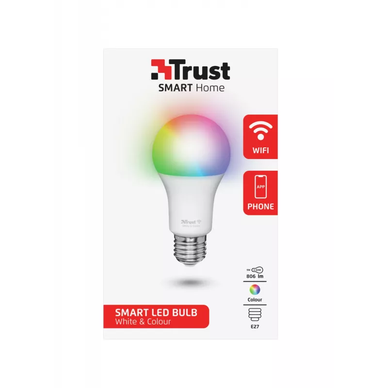Slimme lamp TRUST 71281 — Wi-Fi, E27-fitting, wit, 60×60×108 mm