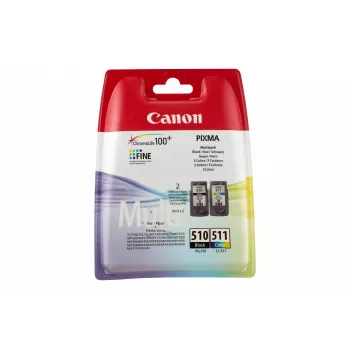 Canon PG-510/CL-511 BK/C/M/Y inktpatronen-multipack, standaardbereik, zwart, cyaan, magenta, geel, 2 stuks, 300 pagina's, multipack