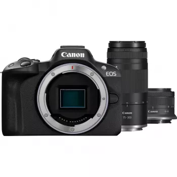 Canon EOS R50 systeemcamerakit met RF-S 18-45mm en RF 75-300mm objectieven