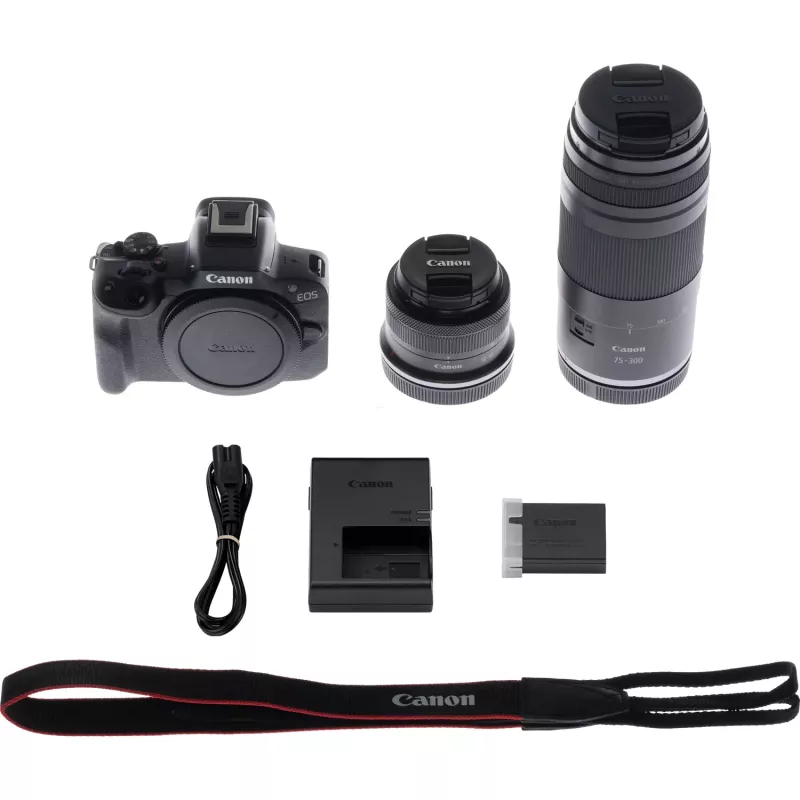 Canon EOS R50 systeemcamerakit met RF-S 18-45mm en RF 75-300mm objectieven