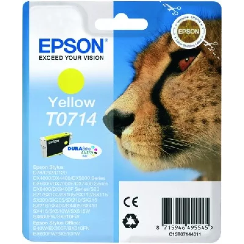 Epson Cheetah singlepack geel T0714 DURABrite Ultra inkt