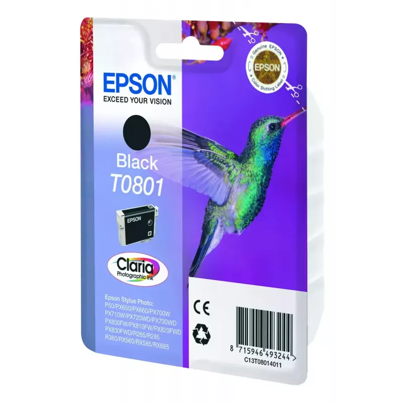 Epson Hummingbird singlepack zwart T0801 Claria Photographic Ink