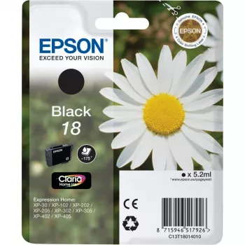 Epson Daisy singlepack zwart 18 Claria Home inkt, standaardbereik, fotozwart, kleurstofinkt, 1 stuk