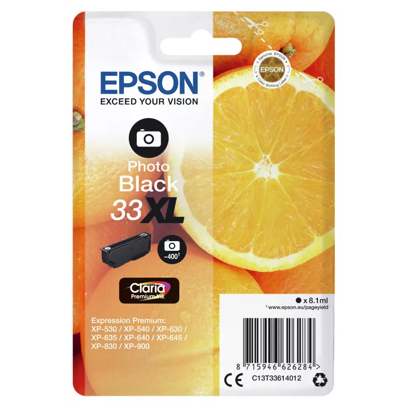 Epson Oranges singlepack fotozwart 33XL Claria Premium inkt