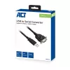 ACT 0,6 m USB-naar-serieel adapter, zwart, 0,6 m, USB Type-A, DB-9, stekker, stekker