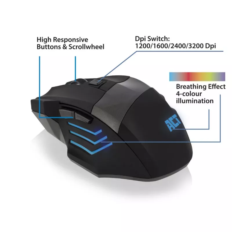 ACT gaming-muis bedrade gaming-muis met verlichting 3200 dpi