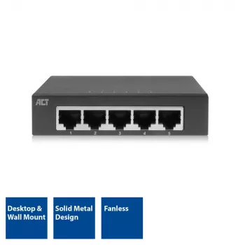 ACT AC4415 unmanaged switch Gigabit Ethernet 5 poorten 10 Gbit/s