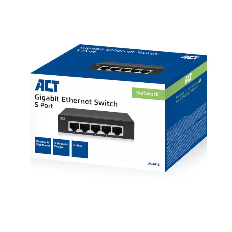 ACT AC4415 unmanaged switch Gigabit Ethernet 5 poorten 10 Gbit/s