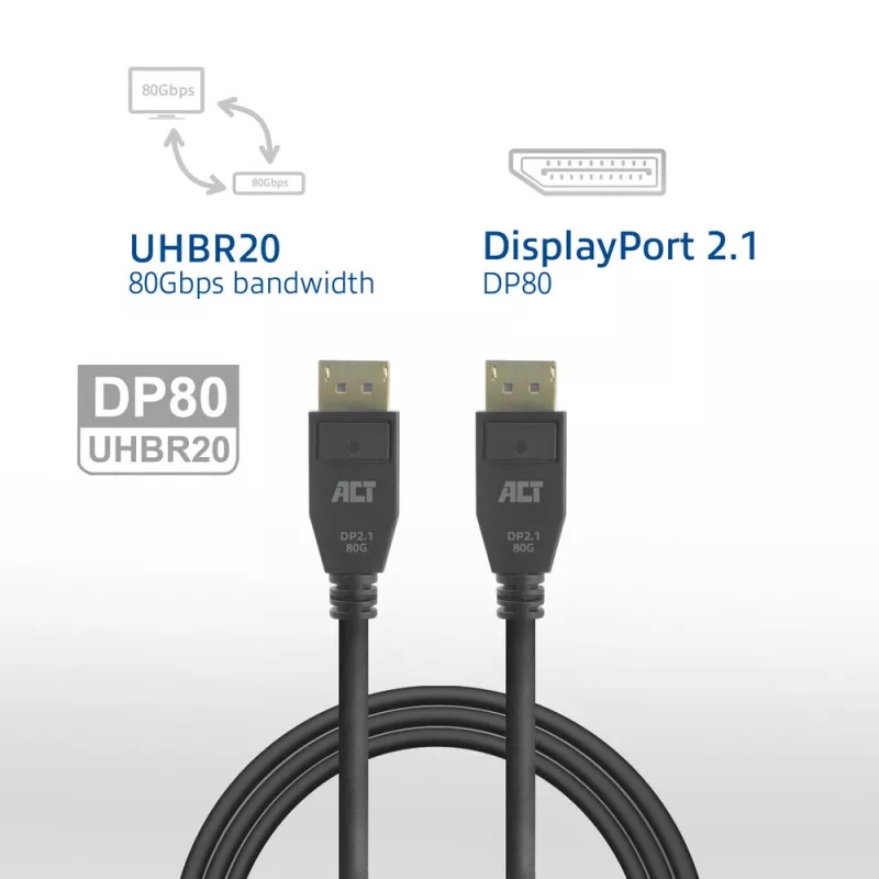 ACT AK4081 DisplayPort-kabel 1 m zwart