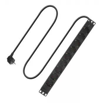 ACT verleng-PDU 19 inch CEE7/7 met 9 Type-F-stopcontacten, 3 m H05VV-F 3G1.5