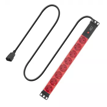 ACT PD3004 stroomverdeeleenheid 19 inch C14 IEC60320 met 8 Type-F-stopcontacten, 3 m H05VV-F 3G1.0, 230 V 10 A