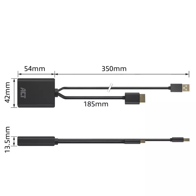 ACT AC7536 videokabel-adapter 0,24 m HDMI + USB DisplayPort zwart