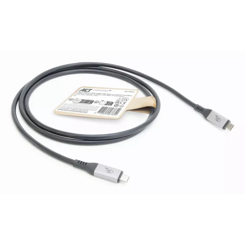 ACT USB4 80Gbps Thunderbolt 5 kabel 240W USB Type-C, USB-IF gecertificeerd, 1,5 meter