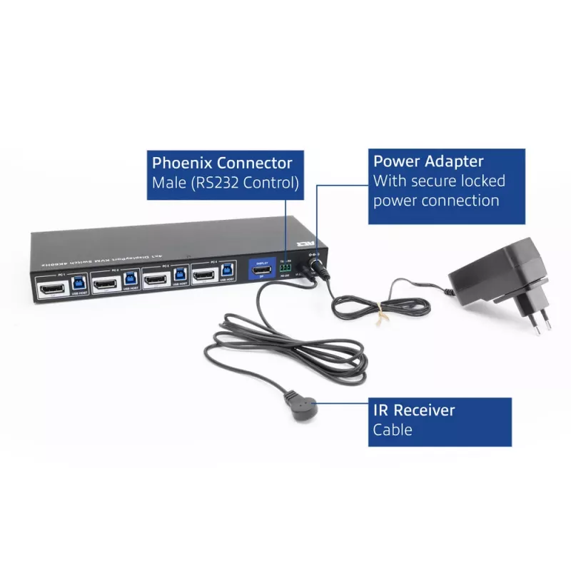 ACT 4-poorts DisplayPort 4K@60Hz KVM-switch