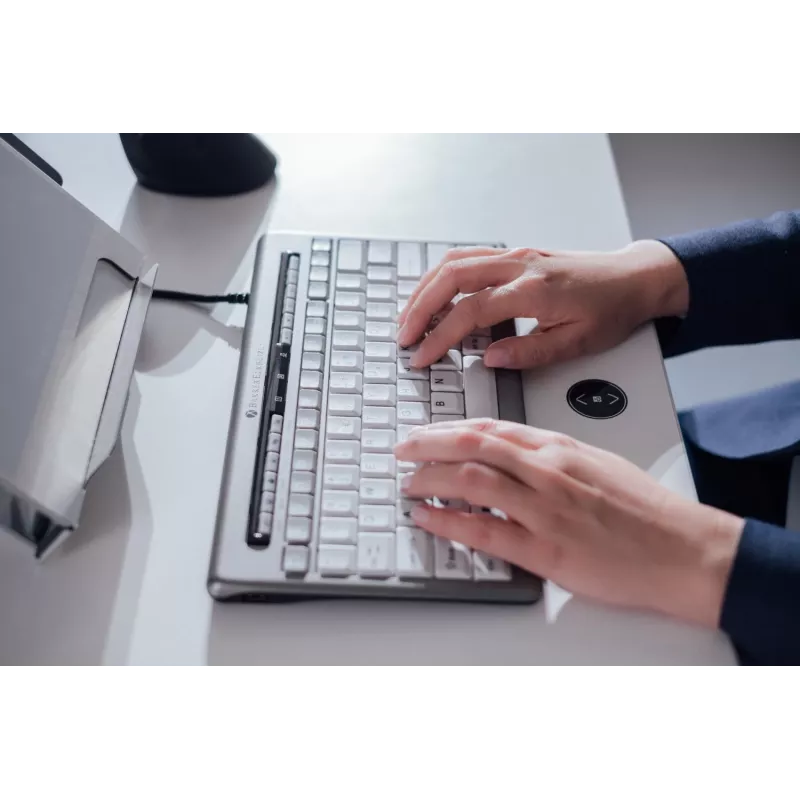BakkerElkhuizen S-board 840 BE Azerty, tenkeyless (80-87%), bedraad, USB, schaarschakelaars, AZERTY, lichtgrijs, wit